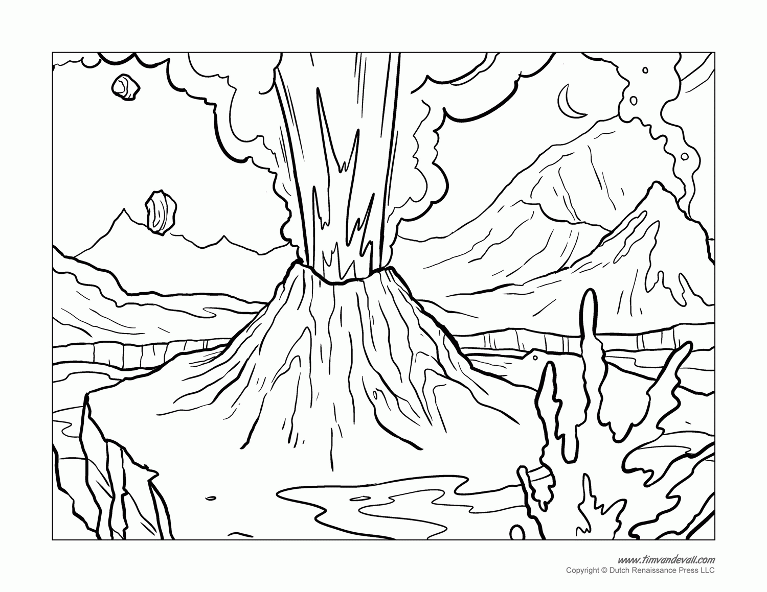 science experiments coloring pages printable mountain erupting ...