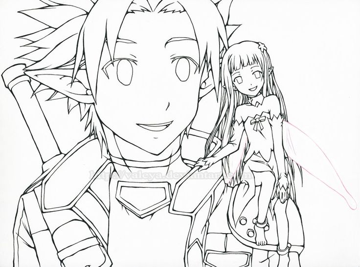 Sword Art Online Kirito Coloring Page colouring in pages Pinterest Art,  Tags and Coloring