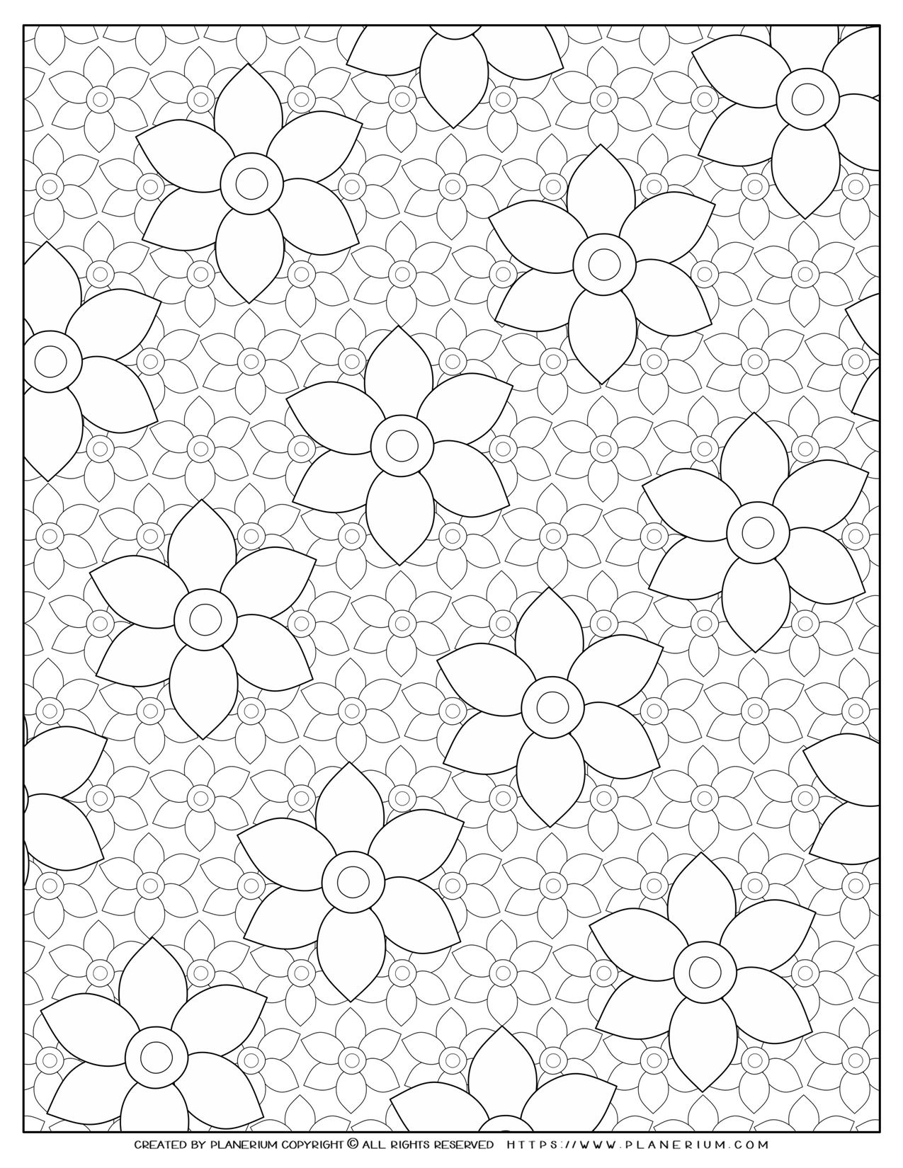 Flower Pattern Coloring Page | Free printable | Planerium