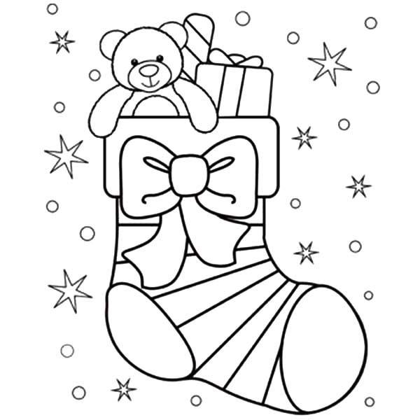 32+ Coloring Page Christmas Stocking PNG