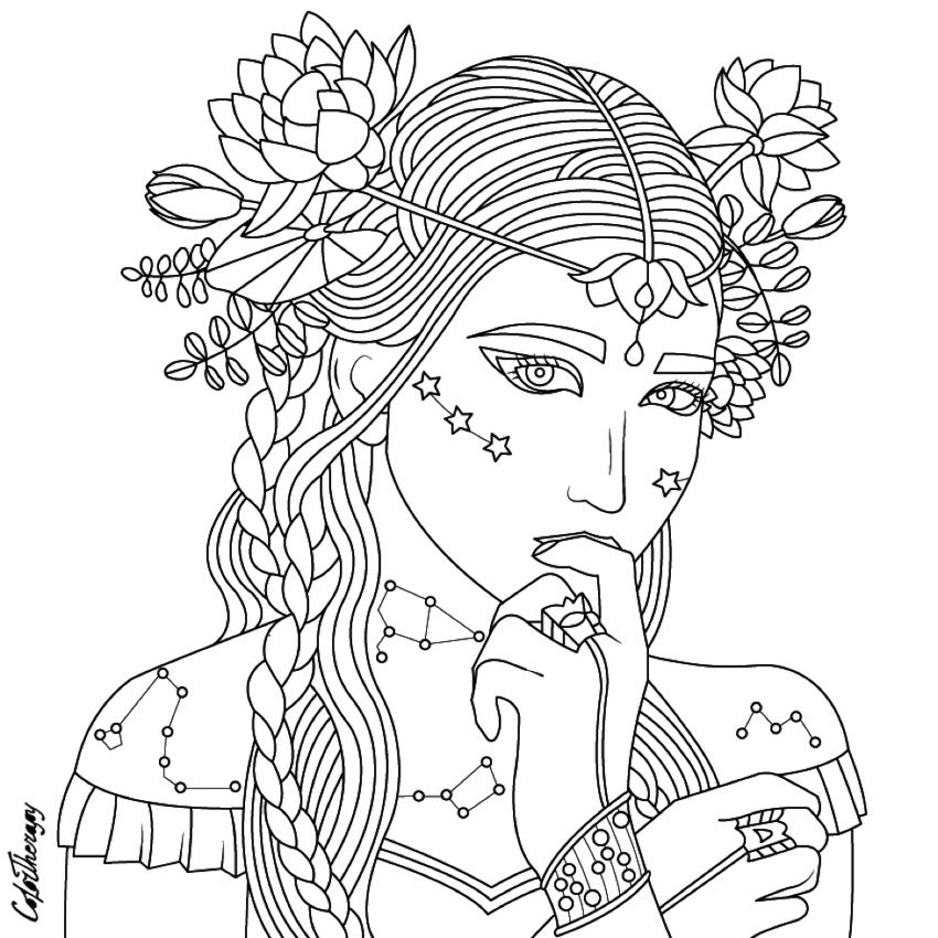 Beauty coloring page | People coloring pages, Coloring pages, Coloring books