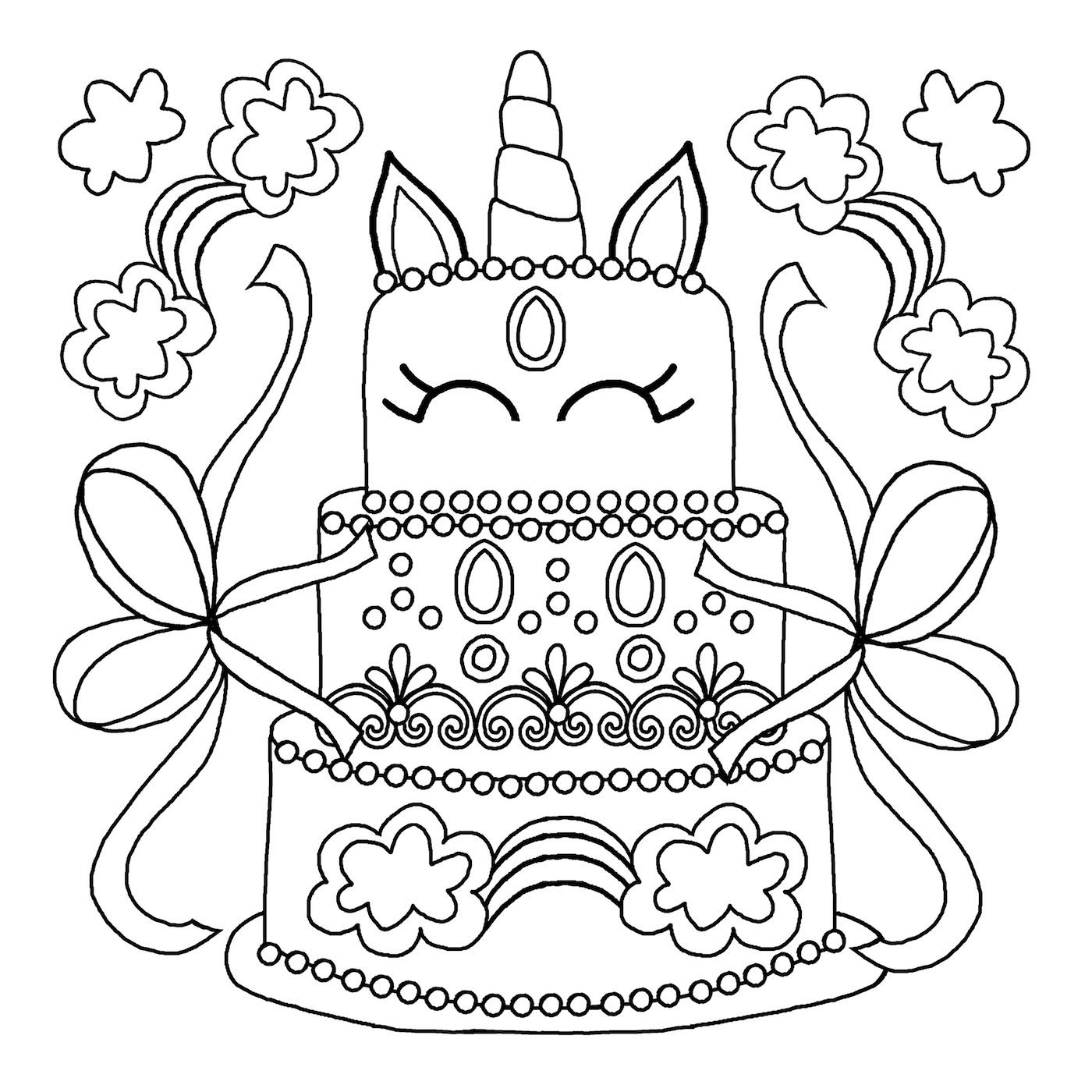 Unicorn Cake Coloring Pages - Coloring Home