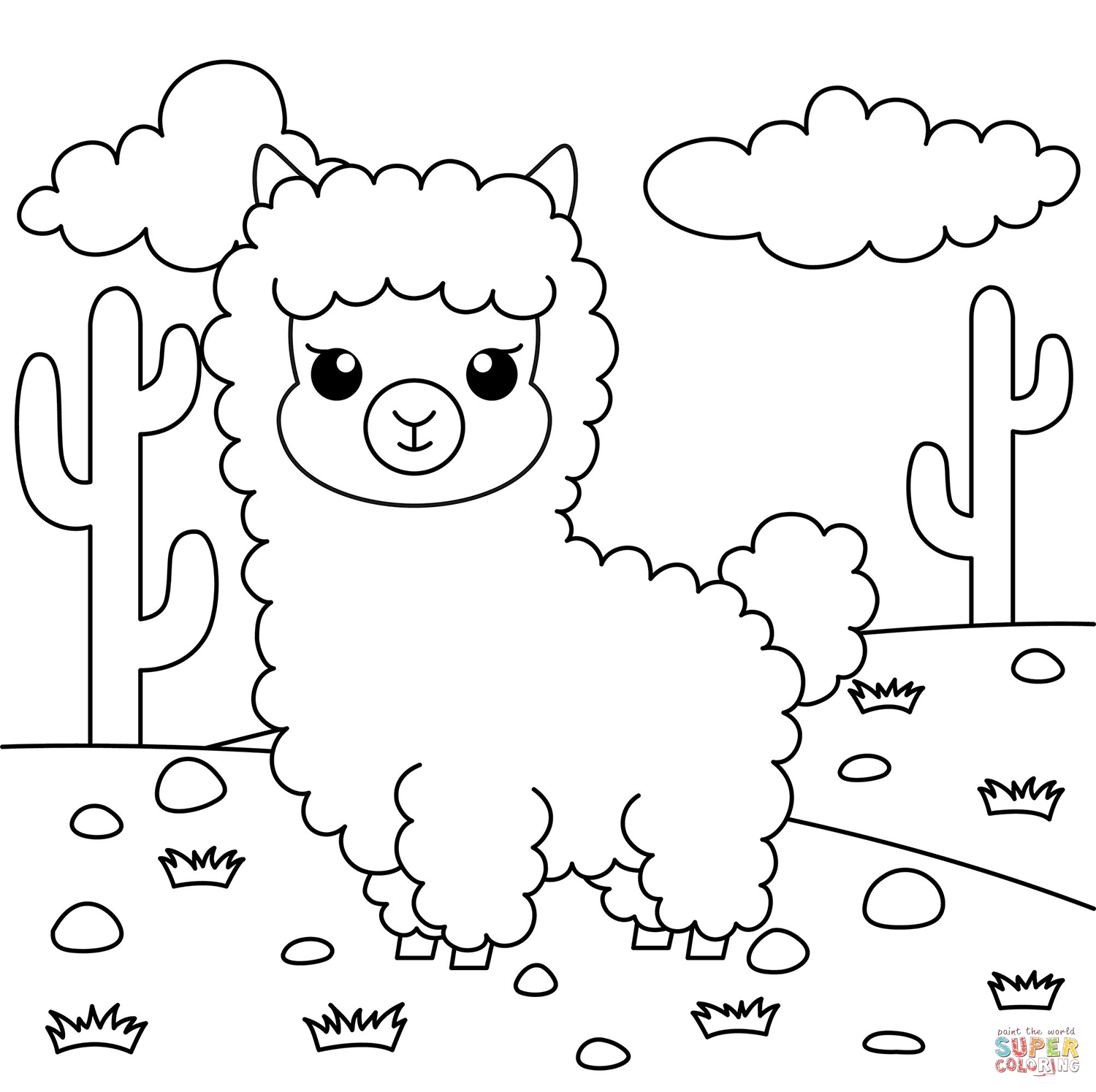 Cute Llama coloring page | Free Printable Coloring Pages