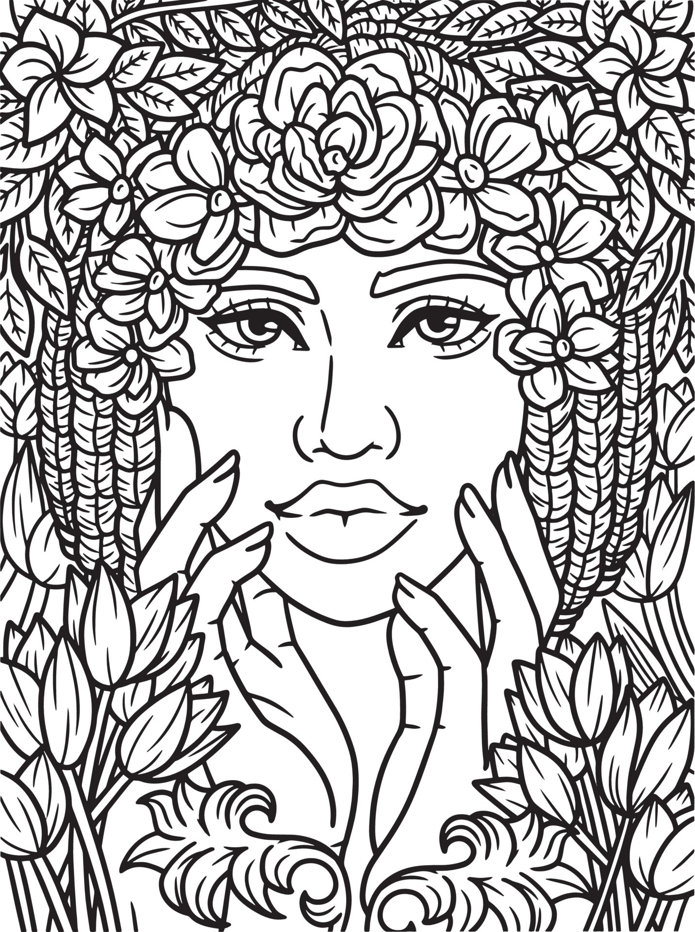 Adult Coloring Flower Vector Art, Icons, and Graphics for Free Download