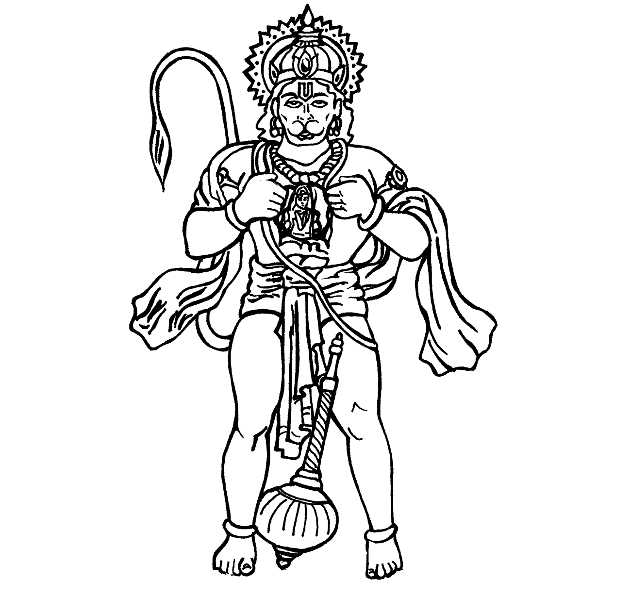 Lord Hanuman Coloring Drawing Free Wallpaper | Anggela Coloring Book For  Free - Coloring Home