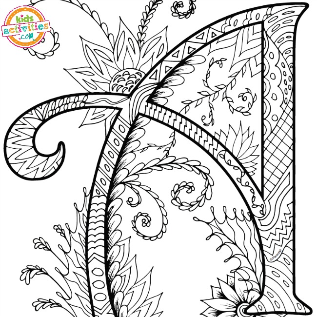 Zentangle Letters Coloring Pages