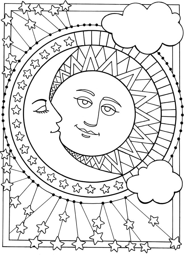 Moon and stars coloring pages | www.bloomscenter.com
