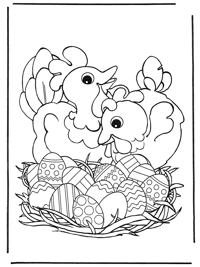 EASTER COLOURING: EASTER EGGS AND HENS COLORING SHEETS