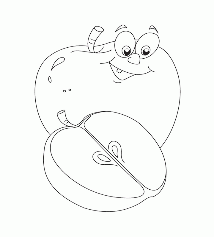 Apples The Fat And Tasty Coloring Page For Kids - Fruit Coloring 