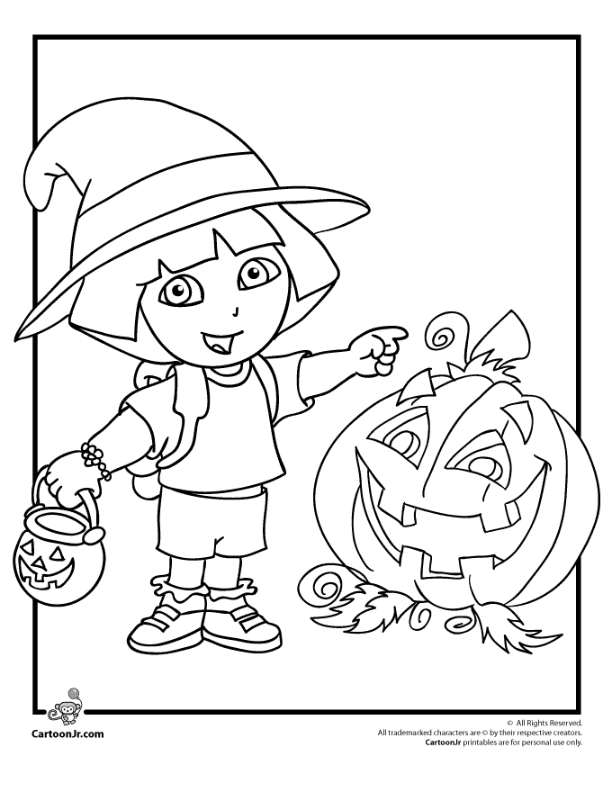 dora the explorer coloring pages halloween page