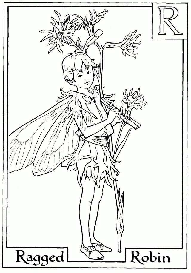 Print Letter R For Ragged Robin Flower Fairy Coloring Page Or 