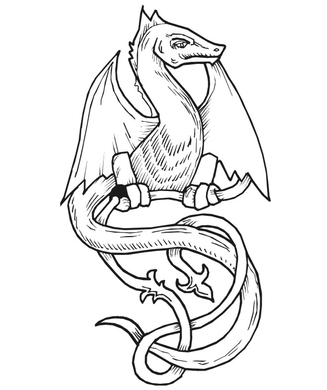 Dragon Coloring Page | Dragon Perched On A Branched
