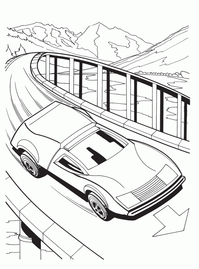 Hot Wheels Cars At The Racetrack Coloring Pages - Hot Wheels 