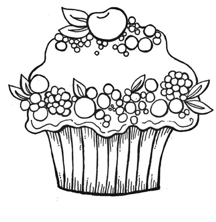 Cherry Berry Cupcake Coloring Pages | Cookie