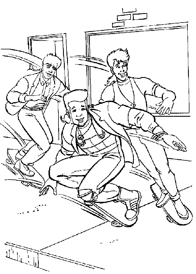 Skateboarding boys coloring page | kids coloring pages | Printable 