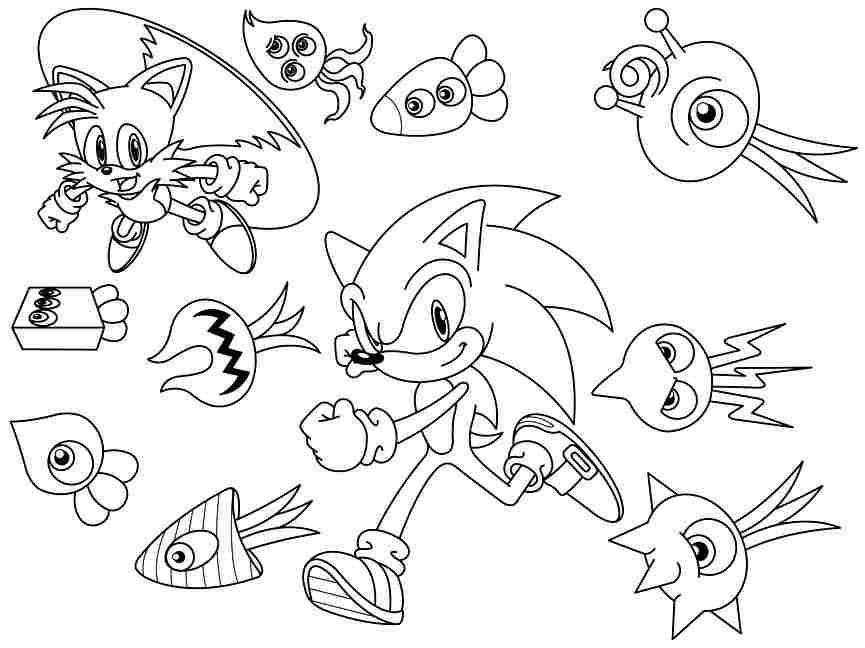 Coloring Sheets Cartoon Sonic The Hedgehog Free For Kindergarten - #