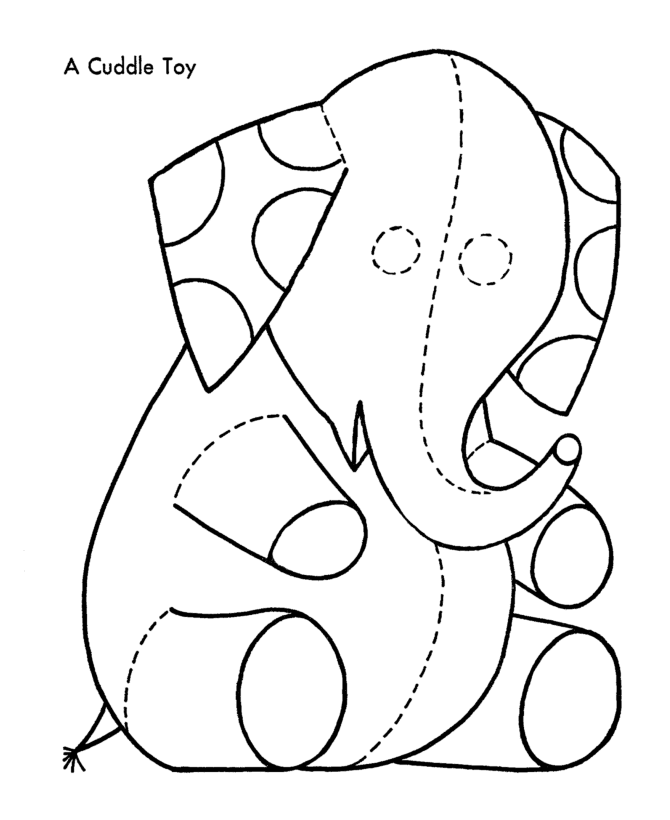 Christmas Toys Coloring Pages - Elephant Cuddle Toy Coloring Sheet 