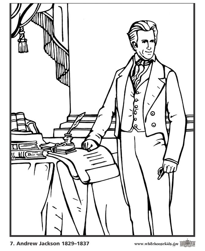 Bluebonkers : US Presidents coloring pages - President Andrew 