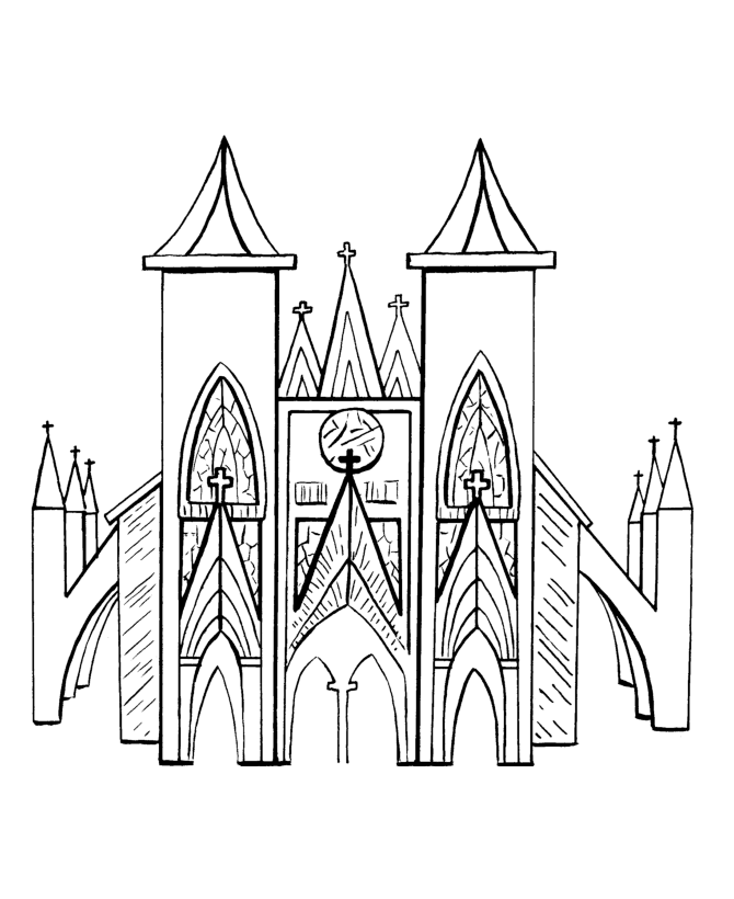 BlueBonkers - Medieval Churches Coloring Sheets - flying buttress 