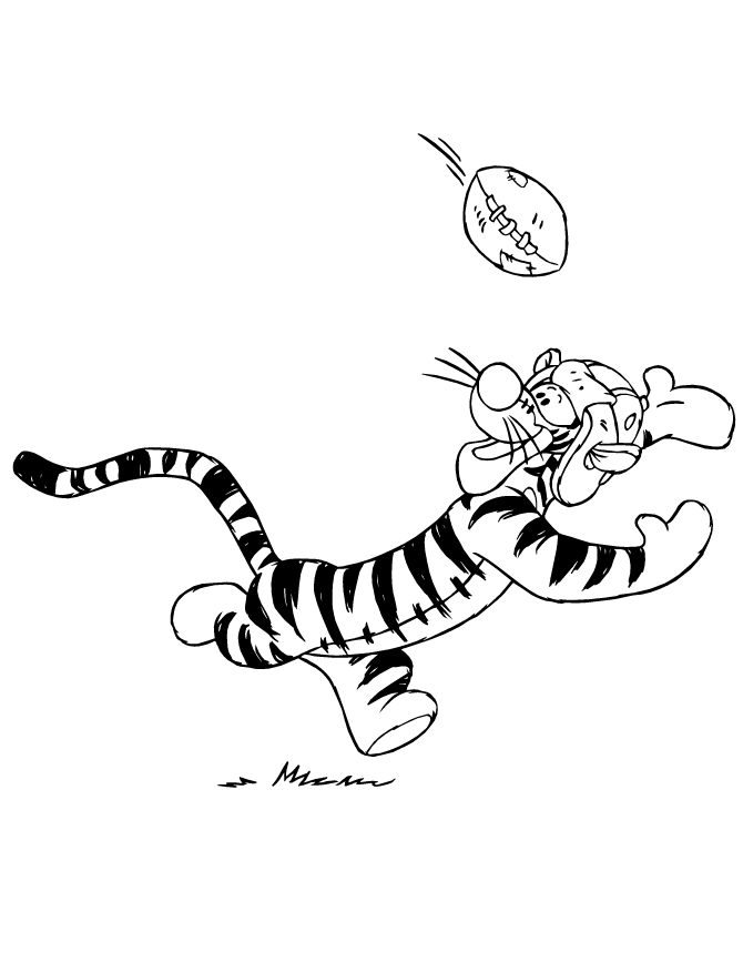 Tigger Playing Football Coloring Page | Free Printable Coloring Pages