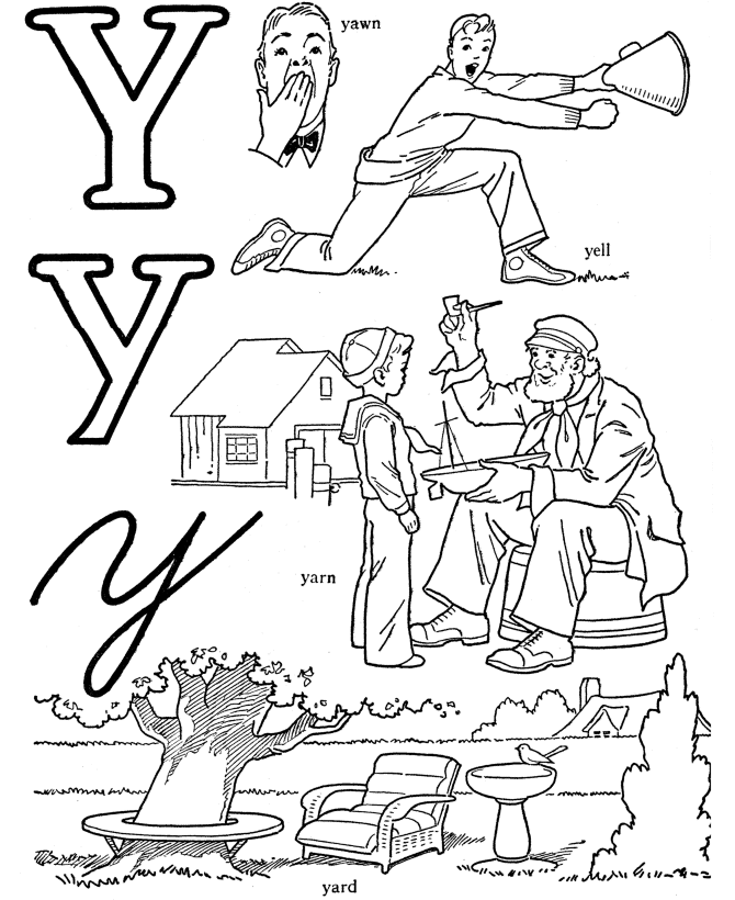ABC Words Coloring Pages – Letter Y – Yard | Free Coloring Pages