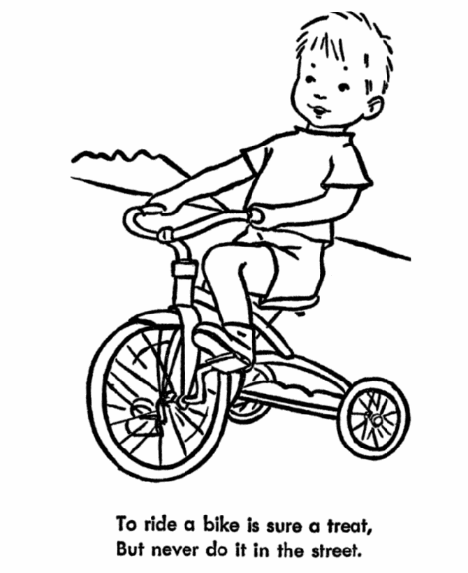 Learning Years: Child Safety Coloring Page - Bike Safety