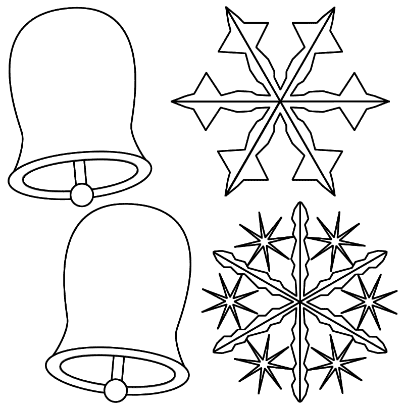 Bells with Snowflakes - Coloring Page (