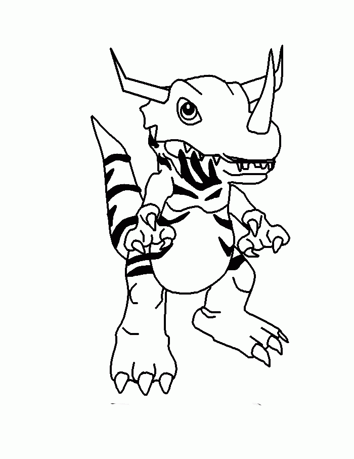 Greymon Digimon Coloring Pages - Digimon Cartoon Coloring Pages 