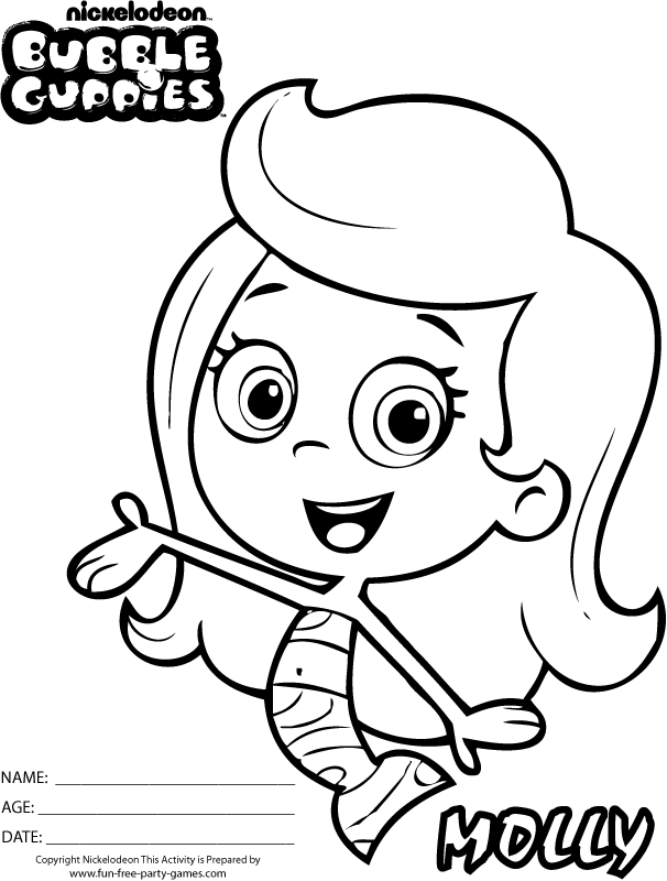 Pages Click Here To Print Gil Molly Bubble Guppies Colouring Pages 