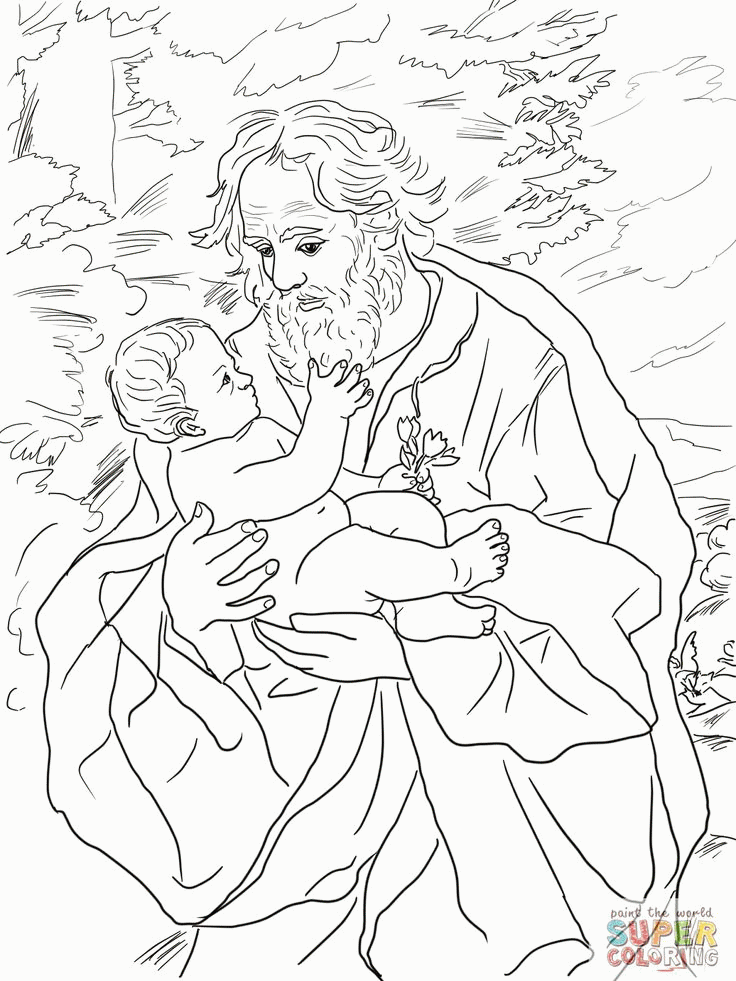 Guido Reni - St. Joseph & Baby Jesus | coloring pages