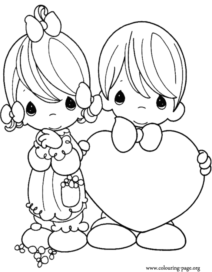 valentines day kids on coloring page