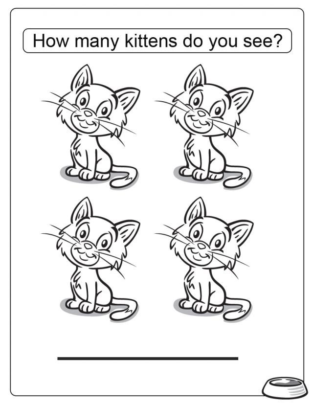 Count the kittens - Free Printable Coloring Pages