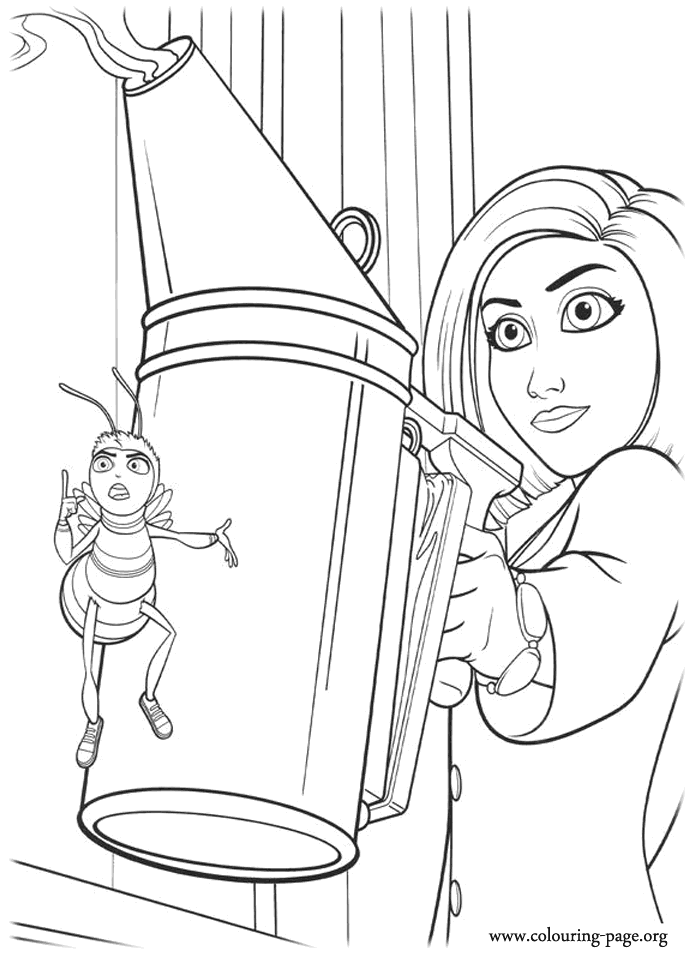 Bee Movie - Vanessa and Barry showing the smoke-machine coloring page
