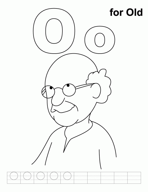 O for old coloring page with handwriting practice | Download Free 