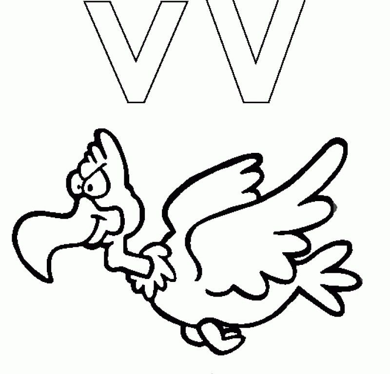 Letter V Is For Vulture Coloring Pages - Kids Colouring Pages