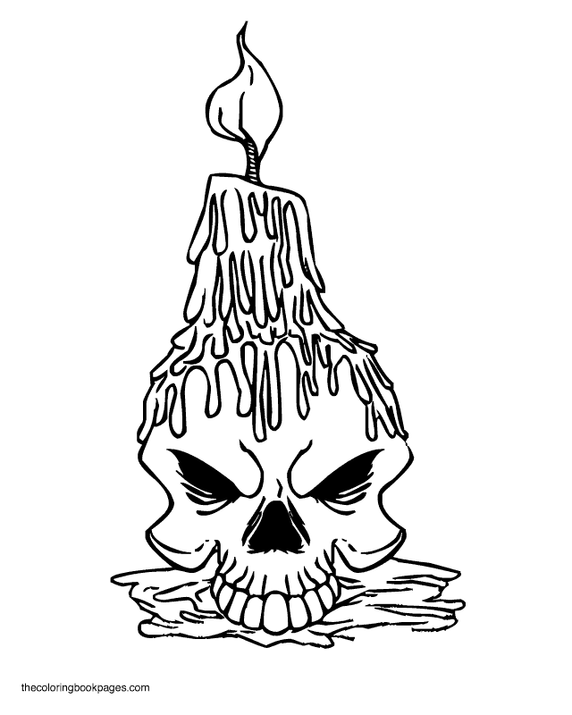 Skull and Candle - Skull Coloring Pages