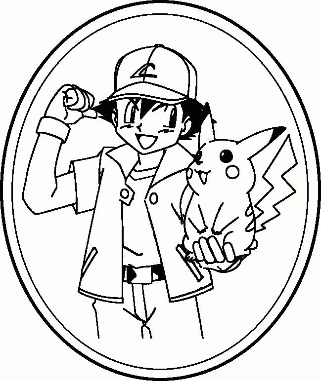 Satoshi With Pikachu Pokemon Coloring Pages - Pokemon Coloring 