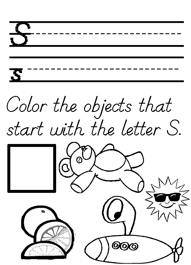 Letter S Worksheets and Coloring Pages for Preschoolers