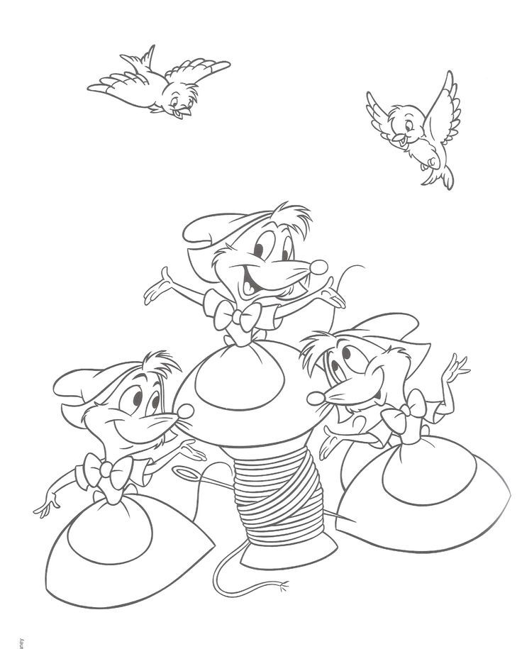 Cinderella coloring page with the mice | Free Coloring Pages | Pinter…
