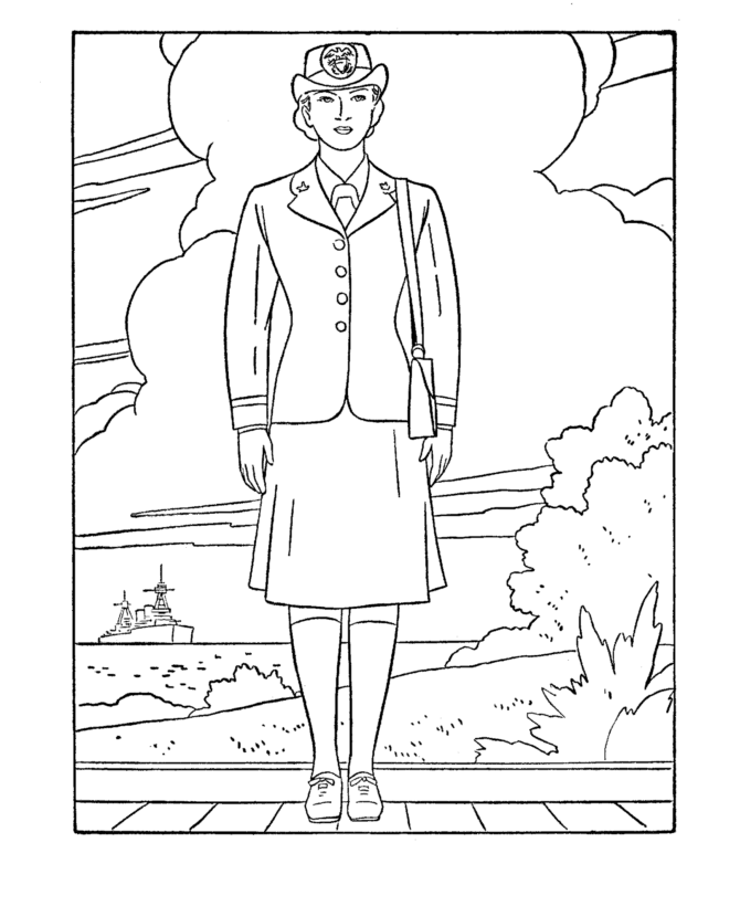 Veterans Day Coloring Pages - Navy Female Veterans Coloring Page ...