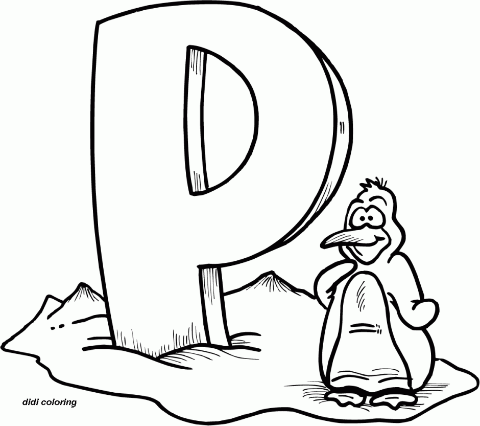 Printable Preschool Alphabets Uppercase Letter P Penguin Coloring 