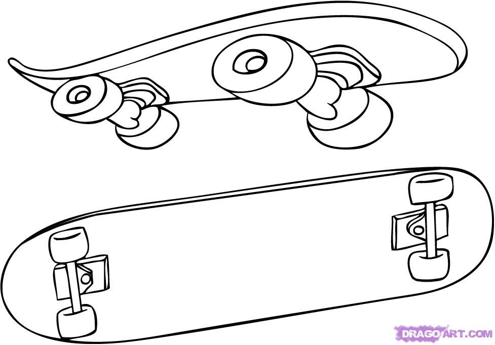 How to Draw a Skateboard, Step by Step, Sports, Pop Culture, FREE 