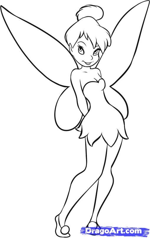 How To Draw Tinkerbell Step By Step Disney Characters Cartoons Coloring Home