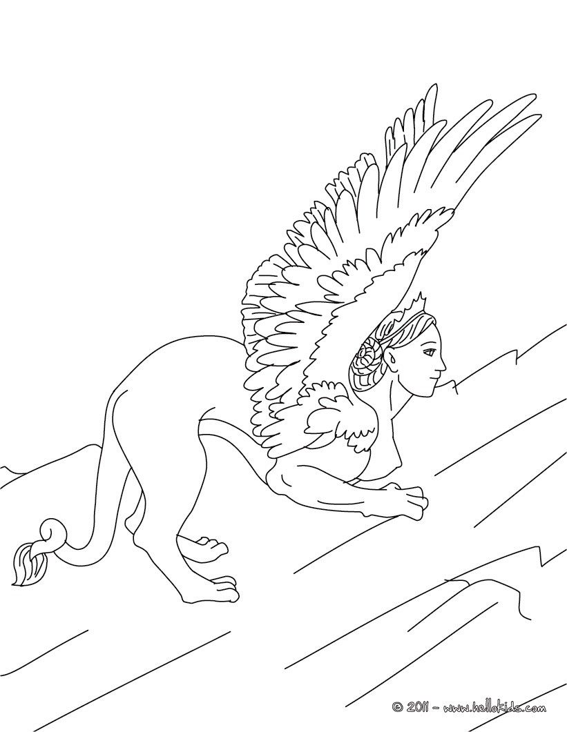 GREEK FABULOUS CREATURES AND MONSTERS coloring pages - SPHINX the ...