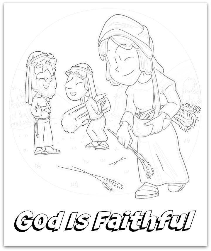 Ruth, Naomi, and Boaz” Coloring Page for Kids