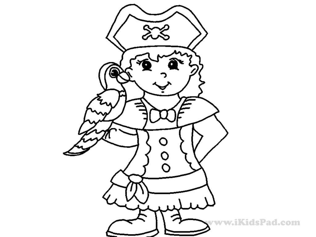 Girl Pirate - Coloring Pages for Kids and for Adults