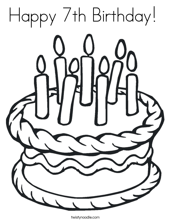 Happy 7th Birthday Coloring Page - Twisty Noodle
