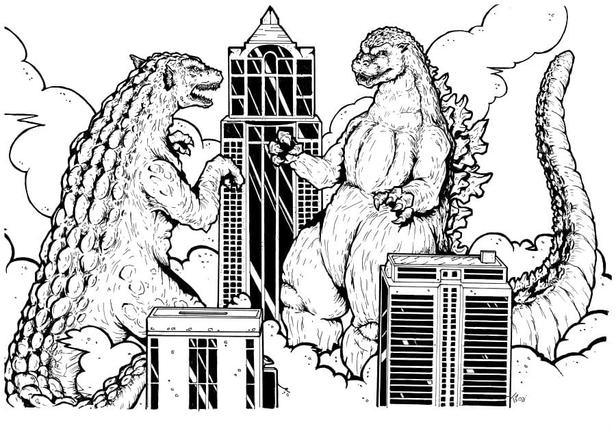 Godzilla coloring pages - 100 Printable coloring pages
