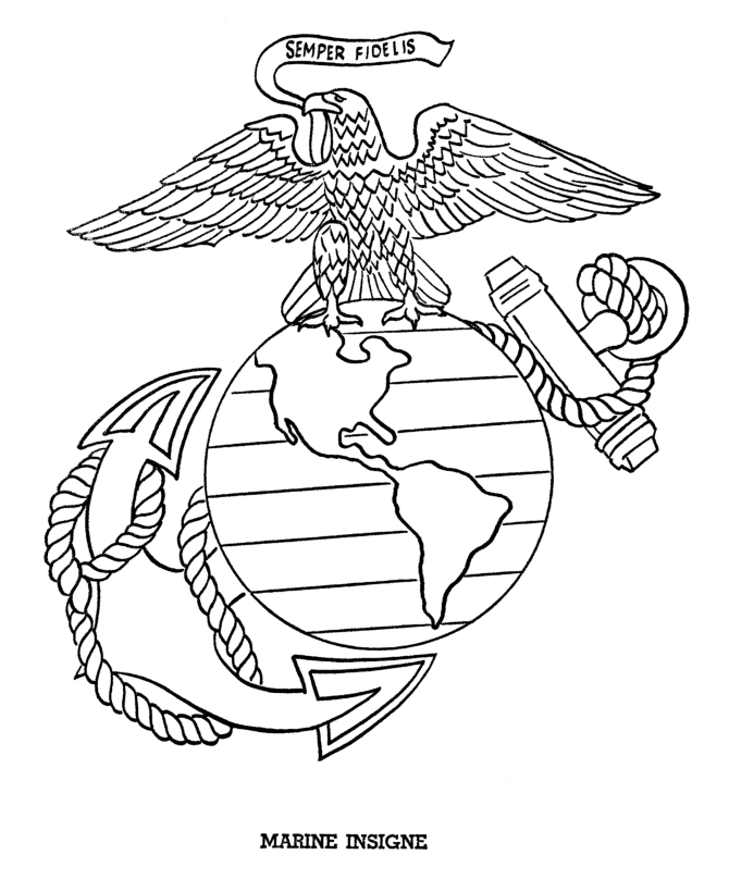 USA-Printables: Armed Forces Day Coloring Pages - US Marine Insigne -  American Armed Forces Coloring pages and sheets