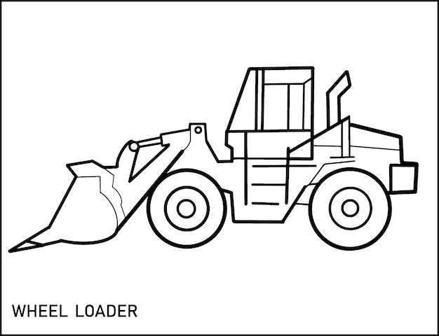 Premium Vector | Coloring page outline of cartoon wheel loader construction  vehicles coloring book for kids